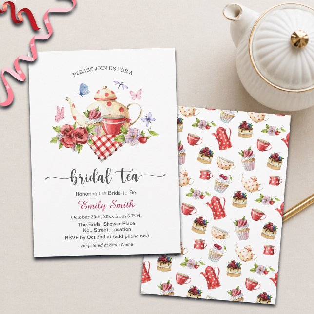 Convites Bridal Tea Party Floral Bridal Shower  (Criador carregado)