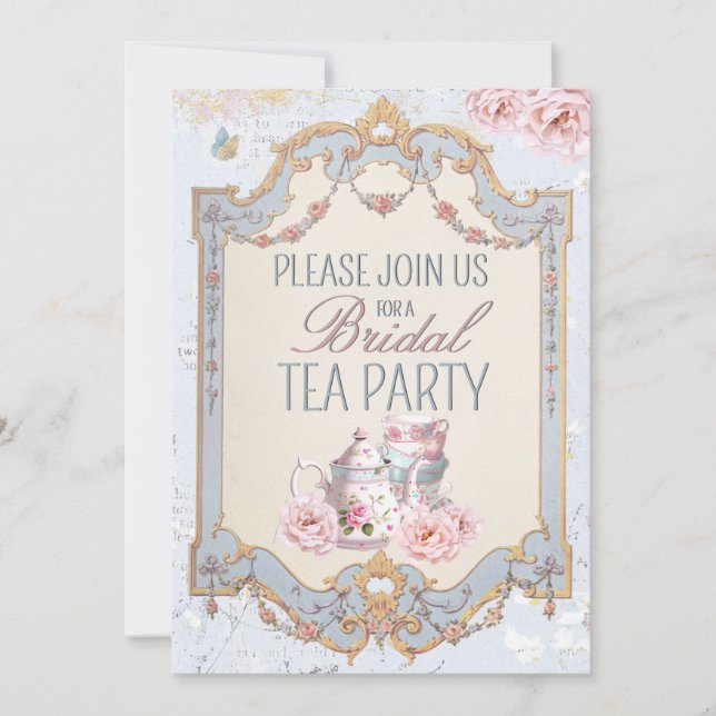 Convites Bridal Tea Party Teacups Casamento Brunch (Frente)