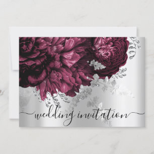 Convites Bridal Wedding Burgundy Marsala Silver Floral