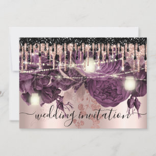 Convites Bridal Wedding Rosa Glitter Drives Roxo