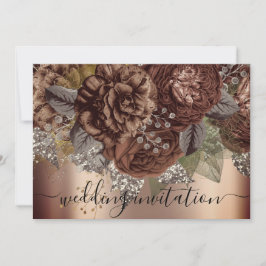 Convites Bridal Weds Rosa Dourado Rosa Castanho Prata