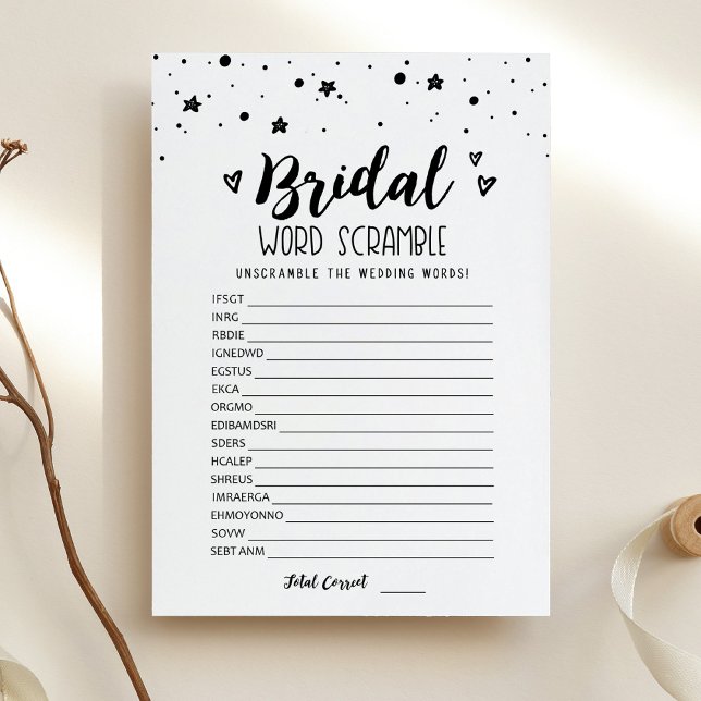 Convites Bridal word scramble com Answer Game Card (Criador carregado)