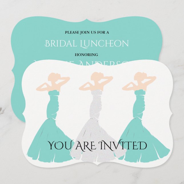 Convites BRIDE CO Teal Blue Seja a minha Chá de Bridesmaid (Frente/Verso)