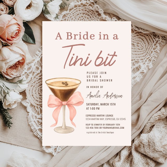Convites Bride in a Tini Bit Espresso Martini Bridal Shower (Criador carregado)