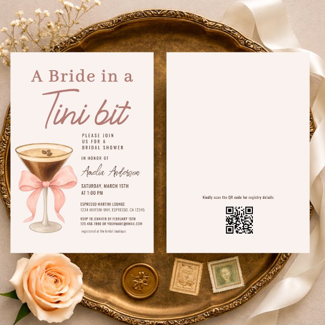 Convites Bride in a Tini Bit QR Code Bridal Shower (Criador carregado)