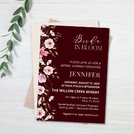 Convites Bride in Bloom Burgundy Floral Bridal Shower