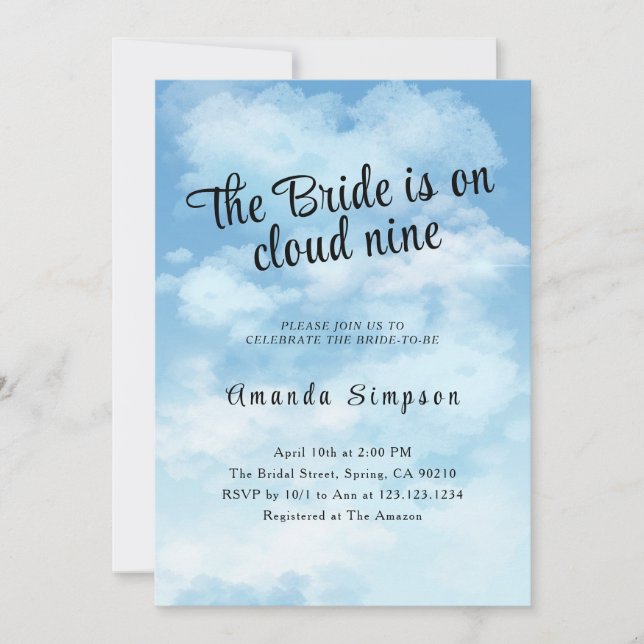 Convites Bride Is On Cloud Nine Bridal Shower (Frente)