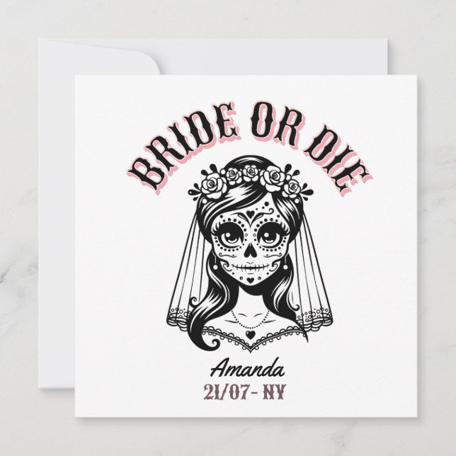 Convites bride or die bachelorette gothic (Frente)