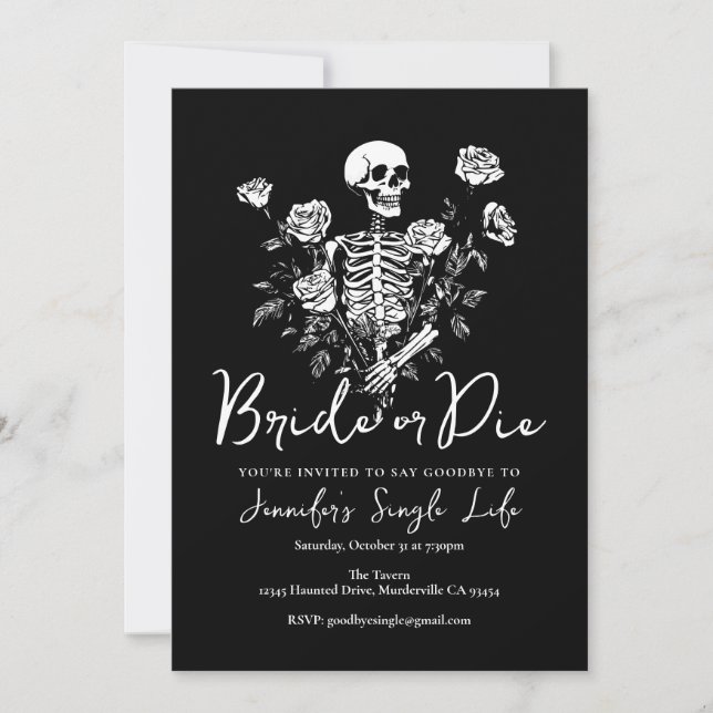 Convites Bride or Die Floral Skeleton Bachelorette Party (Frente)