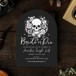 Convites Bride or Die Floral Skull Bachelorette Party