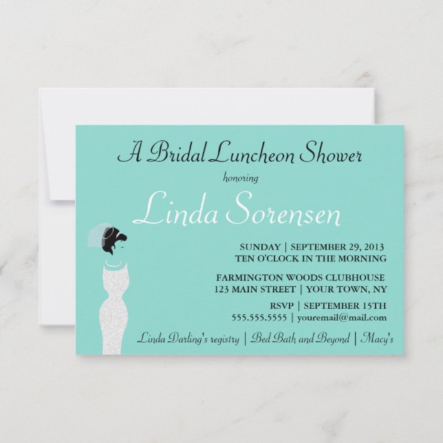 Convites BRIDE Partido de Chá de Luncheon Personalizado (Verso)