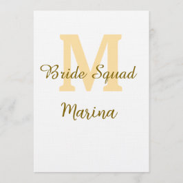 Convites Bride squad monogram golden bridal shower simple 