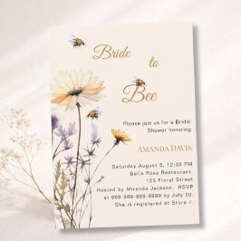 Convites Bride to bee wildflower ivory garden bridal shower