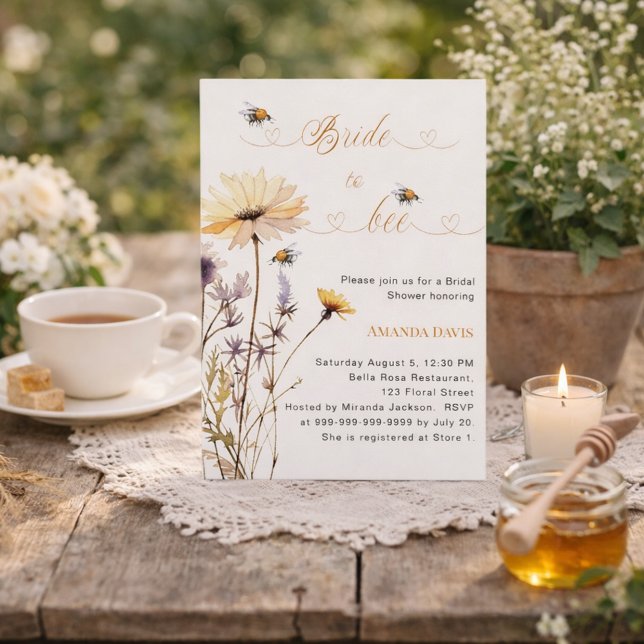 Convites Bride to bee wildflower ivory garden bridal shower (Criador carregado)