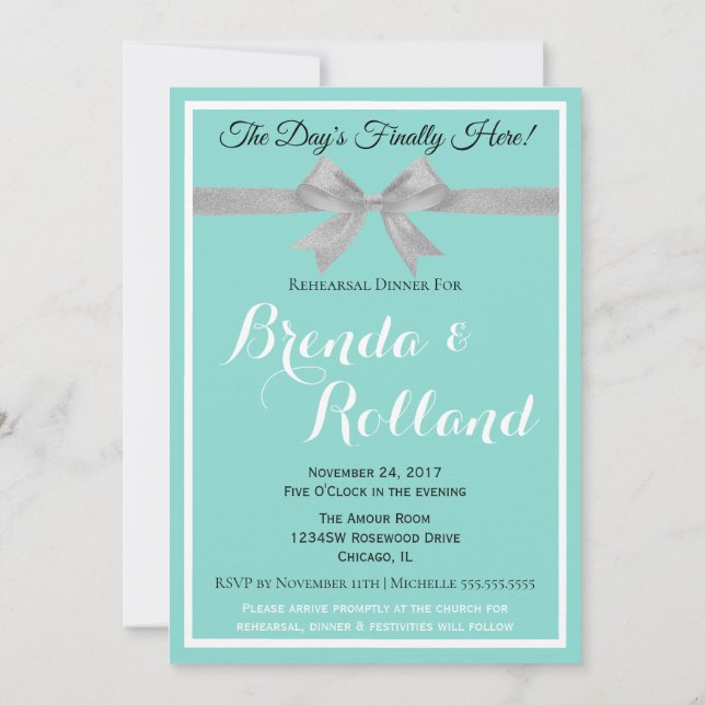 Convites BRIDE Touch Silver Wedding Suite - Festa de ensaio (Verso)
