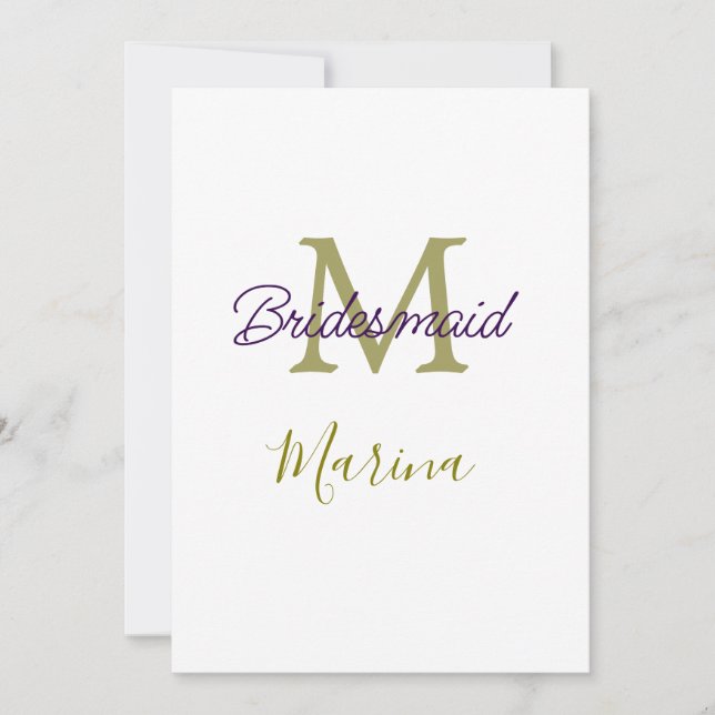Convites Bride tribe monogram bridal shower simple golden p (Frente)