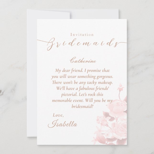 Convites Bridemaids de Rosa Chic Elegante (Frente)