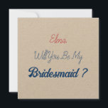 Convites Bridesmaid 2024 Red Blue Proposta Kraft<br><div class="desc">Cartão simples e legal de madrinha! Você pode mudar o texto e mudar as cores também!</div>