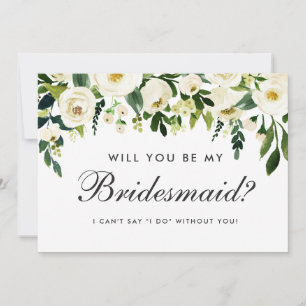 Convites Bridesmaid de Casamento Branco Verde Floral de Wat