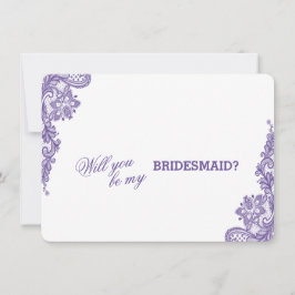 Convites Bridesmaid de Casamento de Lace Ultra Violeta Mode