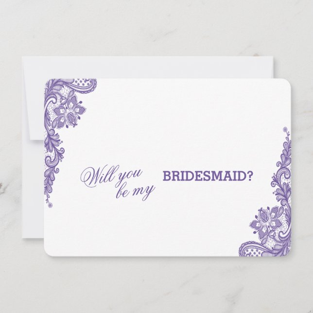 Convites Bridesmaid de Casamento de Lace Ultra Violeta Mode (Frente)