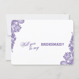 Convites Bridesmaid de Casamento de Lace Ultra Violeta Mode