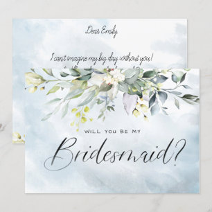 Convites Bridesmaid de Letras de Cores Fluviais Azuis Dusty
