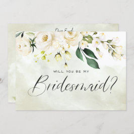 Convites Bridesmaid de Script Floral de Cores de Água Branc