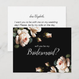 Convites Bridesmaid do Chá de panela Floral Branco e Preto