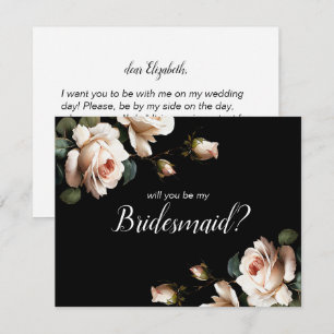 Convites Bridesmaid do Chá de panela Floral Branco e Preto