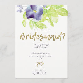 CONVITES BRIDESMAID FLORAL COM ÁGUA DE TINTA AZUL