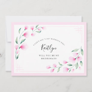 Convites Bridesmaid Floral de Cor D'Água Rosa Elegante