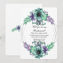 Bridesmaid Floral De Cor Verde E Púrpura