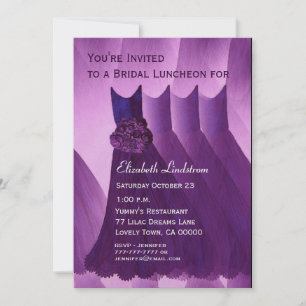 Convites Bridesmaid Luncheon Brunch Vestidos Roxos Metálic