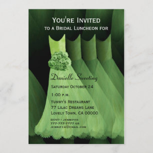 Convites Bridesmaid Luncheon ou Brunch Green Dresses V03A