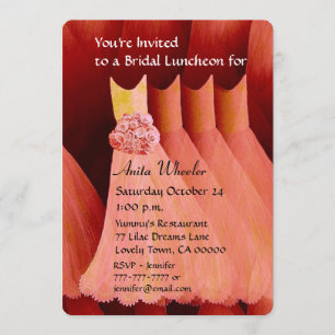 Convites Bridesmaid Luncheon ou Brunch Salmon Dresses V01F