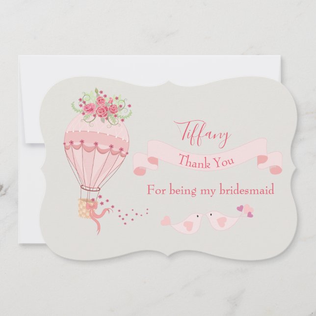 Convites Bridesmaid Obrigado Balão de Ar Quente (Frente)