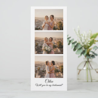 Convites Bridesmaid Photo Strip 3 Photo Proposal Card