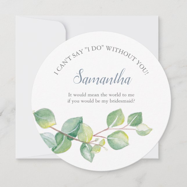 Convites Bridesmaid Proposta Watercolor Eucalyptus (Frente)