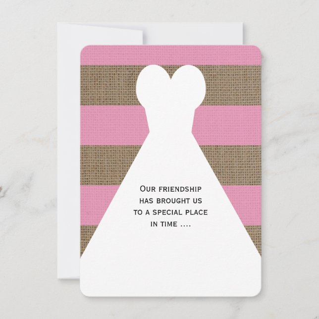 Convites Bridesmaid Rosa e Burlap - Olhe no Papel (Frente)