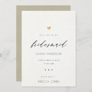 CONVITES BRIDESMAID SIMPLES ELEGANTE DOURADO KRAFT TYPOGRAP