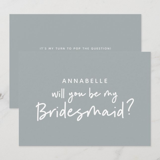 Convites Bridesmaid solicita a tipografia branca moderna da (Frente/Verso)