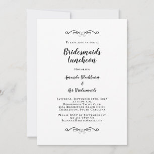 Convites Bridesmaids Bridal Elegante Preto e Branco