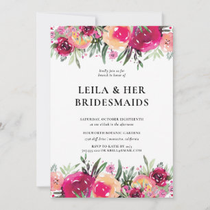 Convites Bridesmaids De Brincas De Cor Floral Elegante