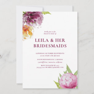 Convites Bridesmaids Florais Elegante Watercolor Brunch