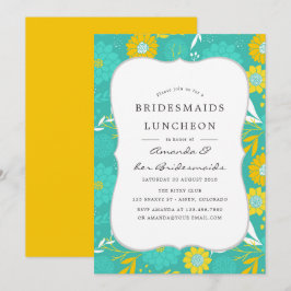 Convites Bridesmaids Floral Amarelo e Teal