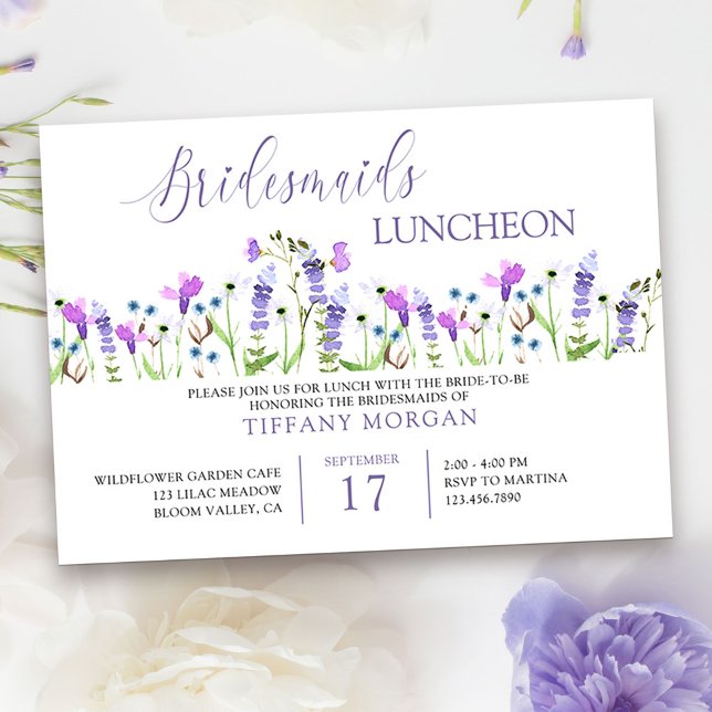 Convites Bridesmaids Lunchee Bonito Roxo (Bridal Shower Invitation from my Purple Wildflower Collection. )