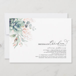 Convites Bridesmaids Luncheon Succult Chá de panela Invi