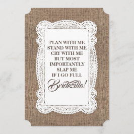 Convites Bridezilla Funny Bridesmaid / Madrinha de casament