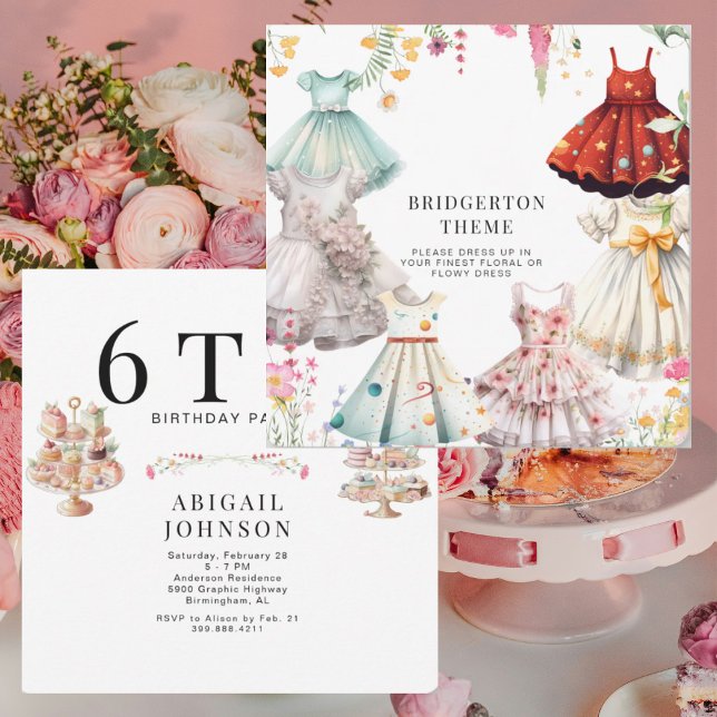 Convites Bridgerton Themed Girl Dress II Festa de aniversár (Criador carregado)